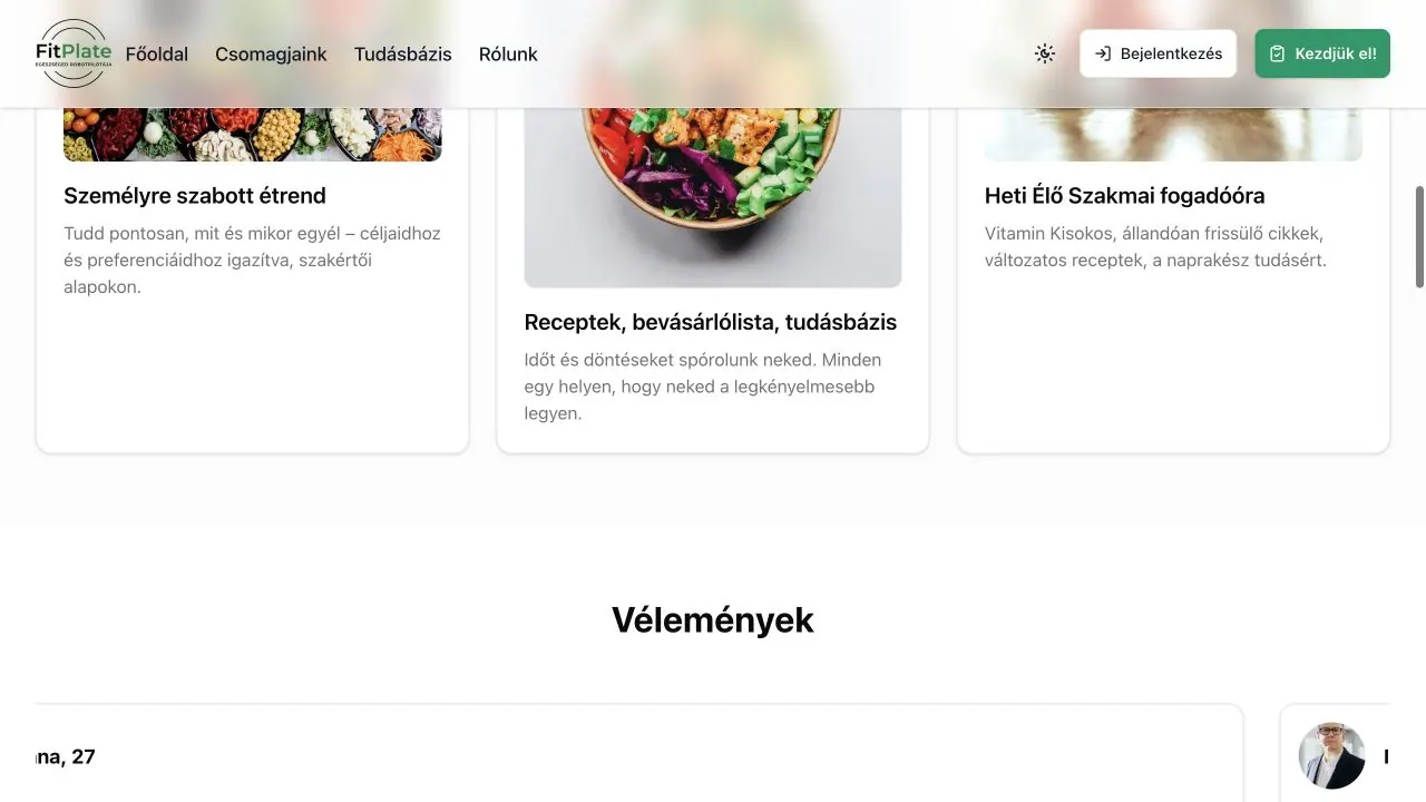 FitPlate: Nyilvános kezdőlap